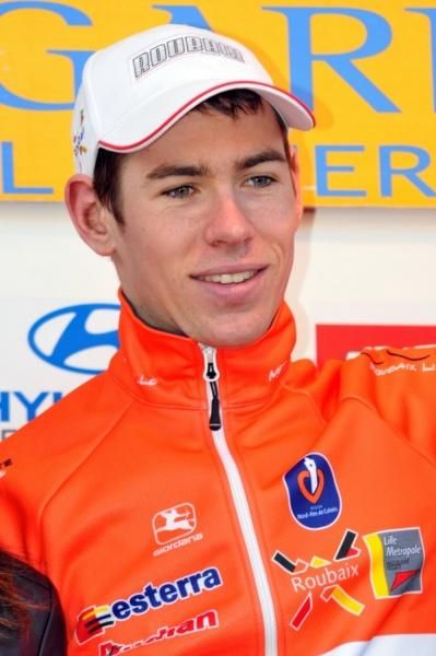 Arnaud Molmy (Team Roubaix-Lille M&eacute;tropole) on the podium