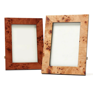 Burled wood picture frame.