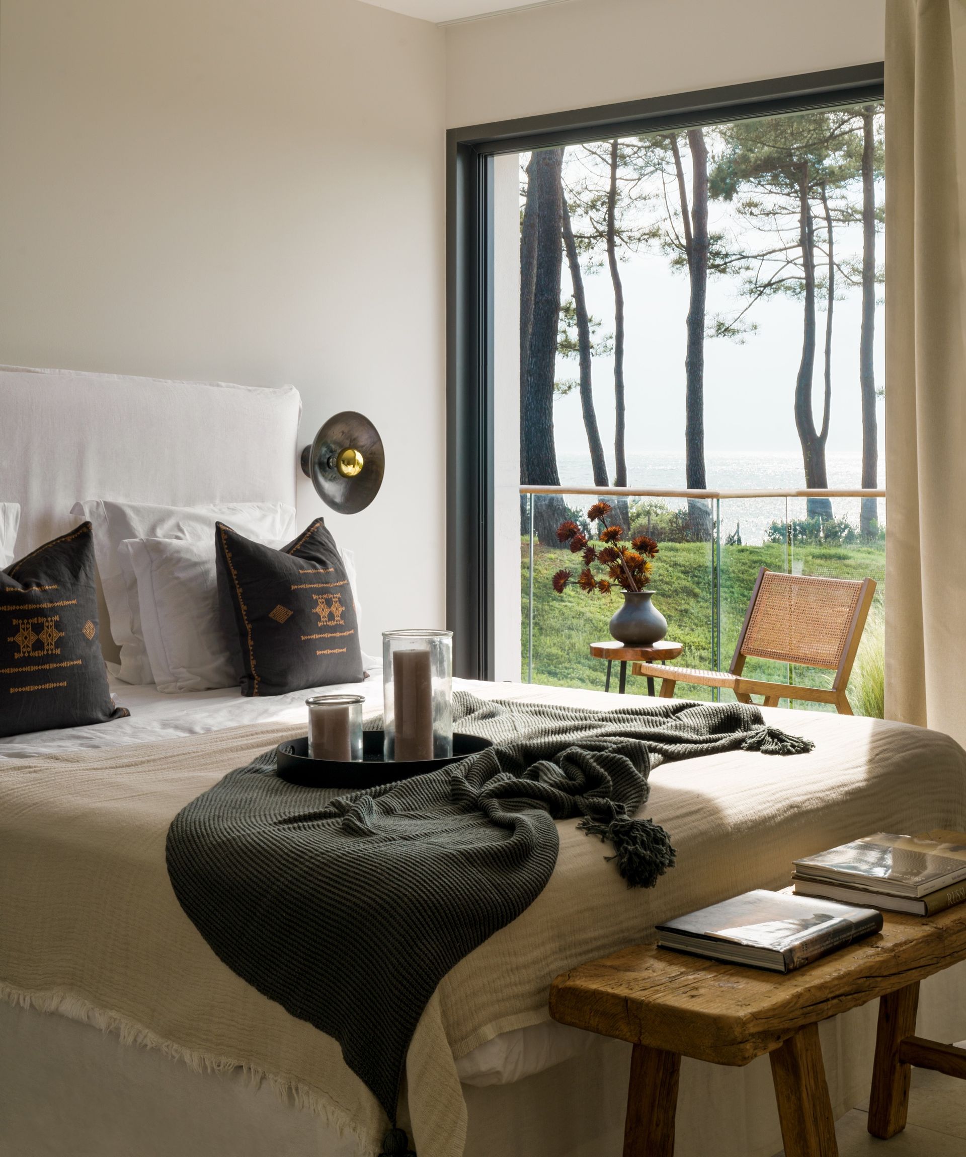 modern rustic bedroom in France