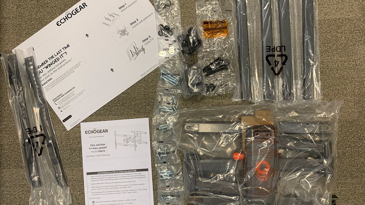 A flat lay of the Echogear-EGLF3 TV mount