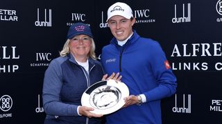 Susan and Matt Fitzpatrick with the trophy after winning the team event in the Alfred Dunhill Links Championship at St Andrews