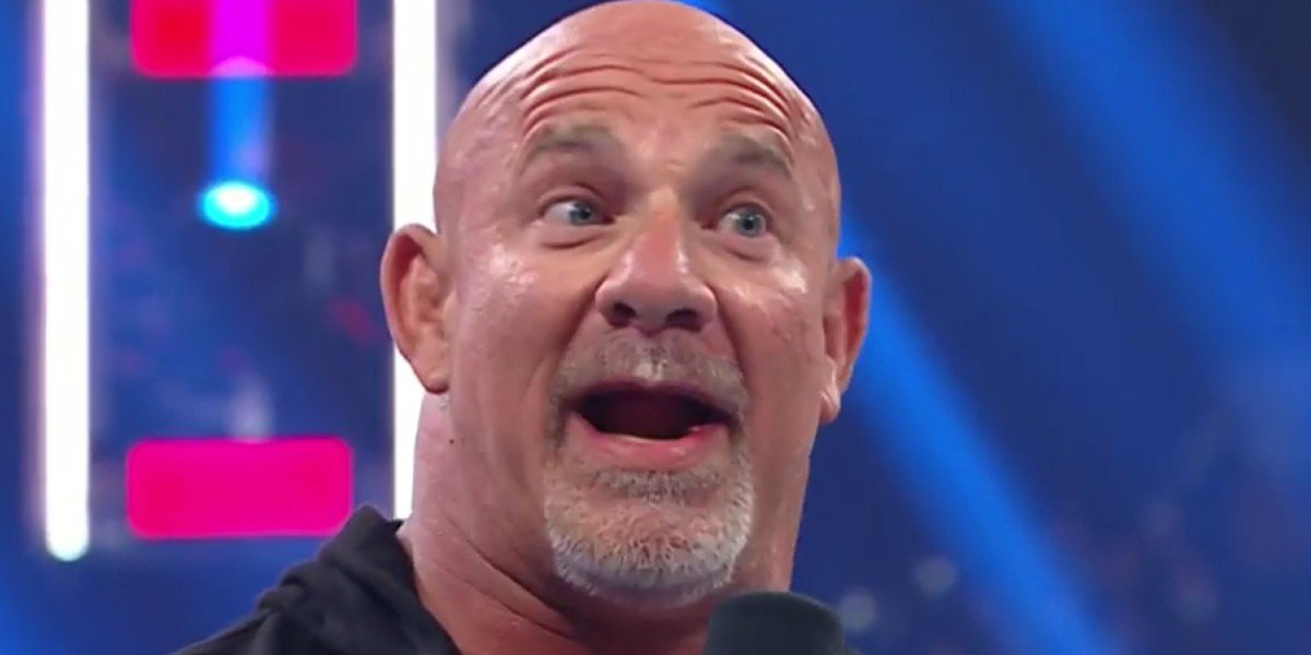 Goldberg reacting to Bobby Lashley in the ring WWE