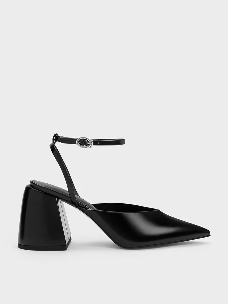 Charles &amp; Keith, Chunky Heel Ankle-Strap Pumps