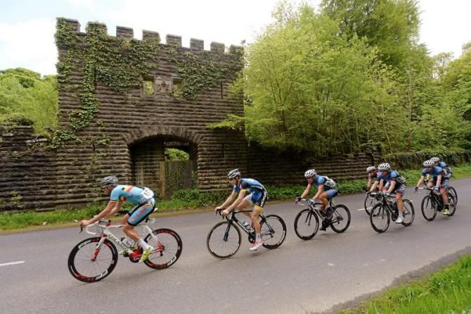 The bunch roll through Dunsaney on the final stage of the An Post Ras