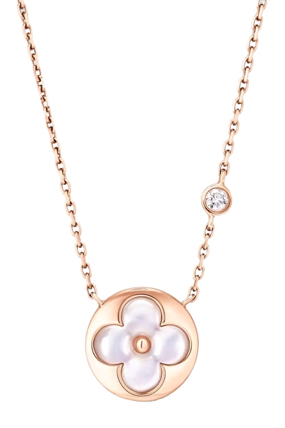 Color Blossom Bb Sun Pendant, Pink Gold, White Mother-Of-Pearl and Diamond