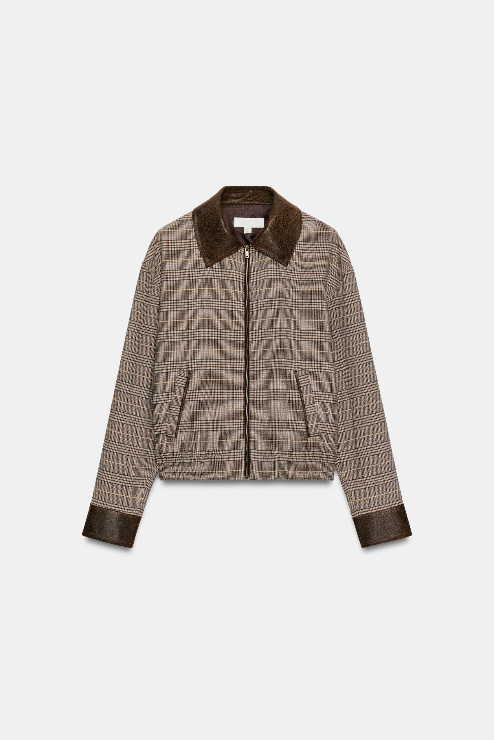 ZARA, Houndstooth Mixed Bomber Jacket