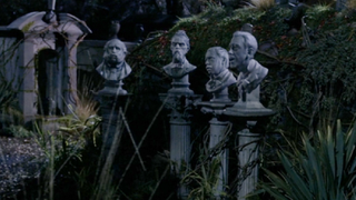 The singing heads in The Haunted Mansion.