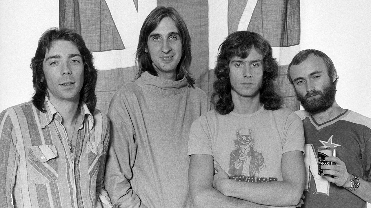 British progressive rock group Genesis: guitarist Steve Hackett, bassist Mike Rutherford, keyboard player Tony Banks and singer/drummer Phil Collins. (Photo by Michael Putland/Getty Images)