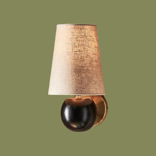 Anthropologie, Regina Cotton Shade Mango Wood Sconce