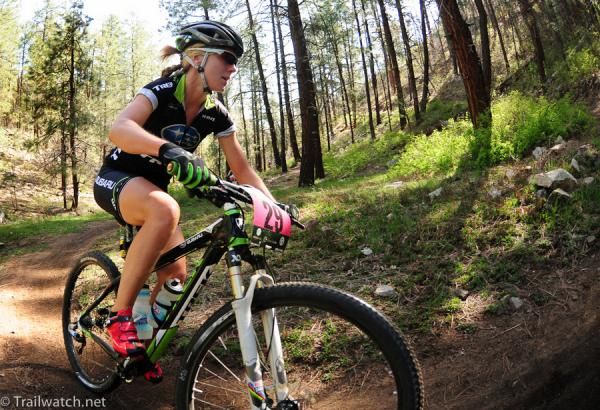 Heather Irmiger (Subaru Trek) riding with the group chasing Gould
