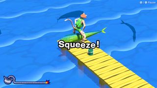 WarioWare: Move It! catching fish with thighs minigame
