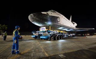 Driver and Shuttle Endeavour in Los Angeles