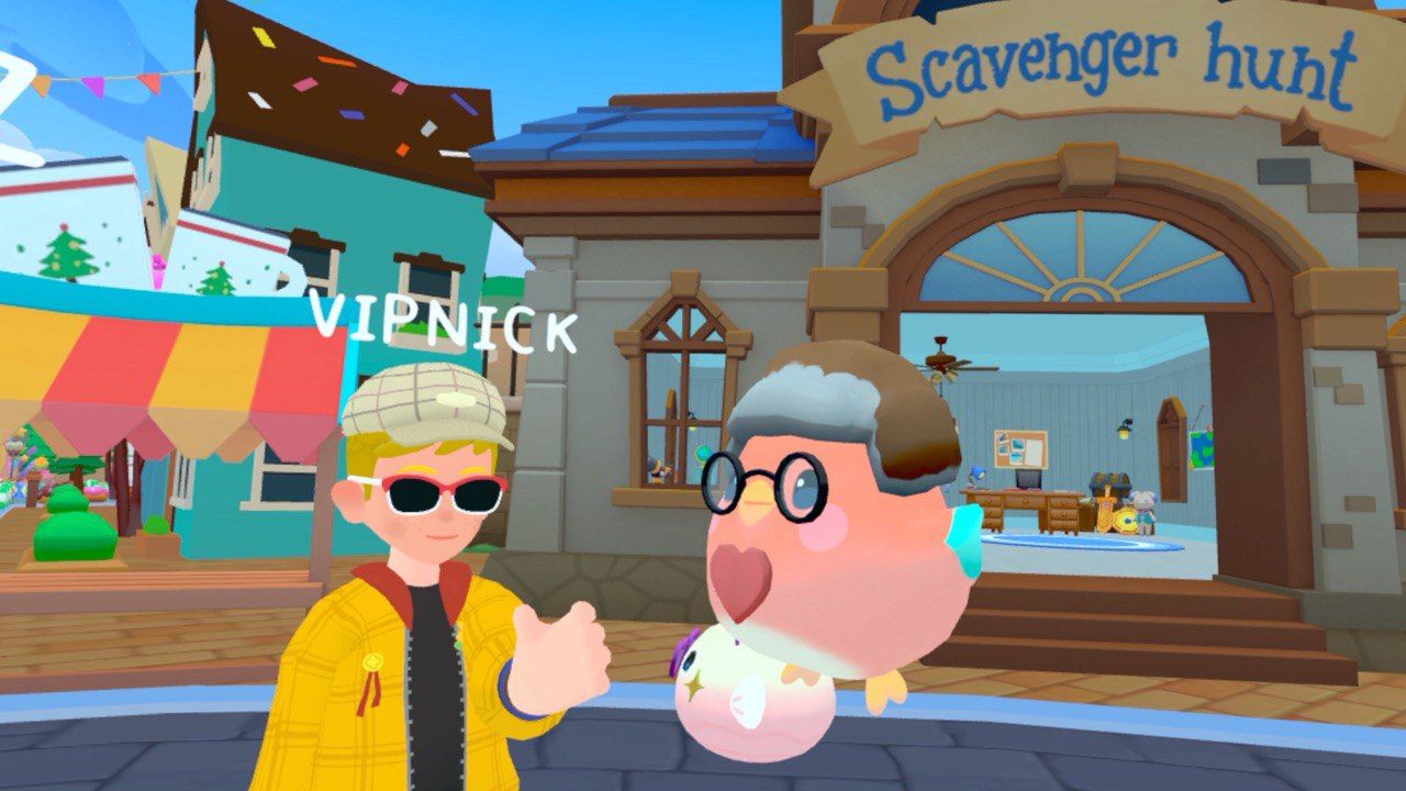 Playing with virtual pets in Little Planet on a Meta Quest 3