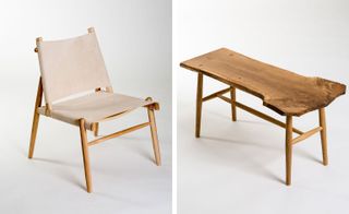 A chair and table
