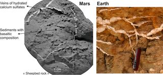 Veins in Rocks on Mars and Earth