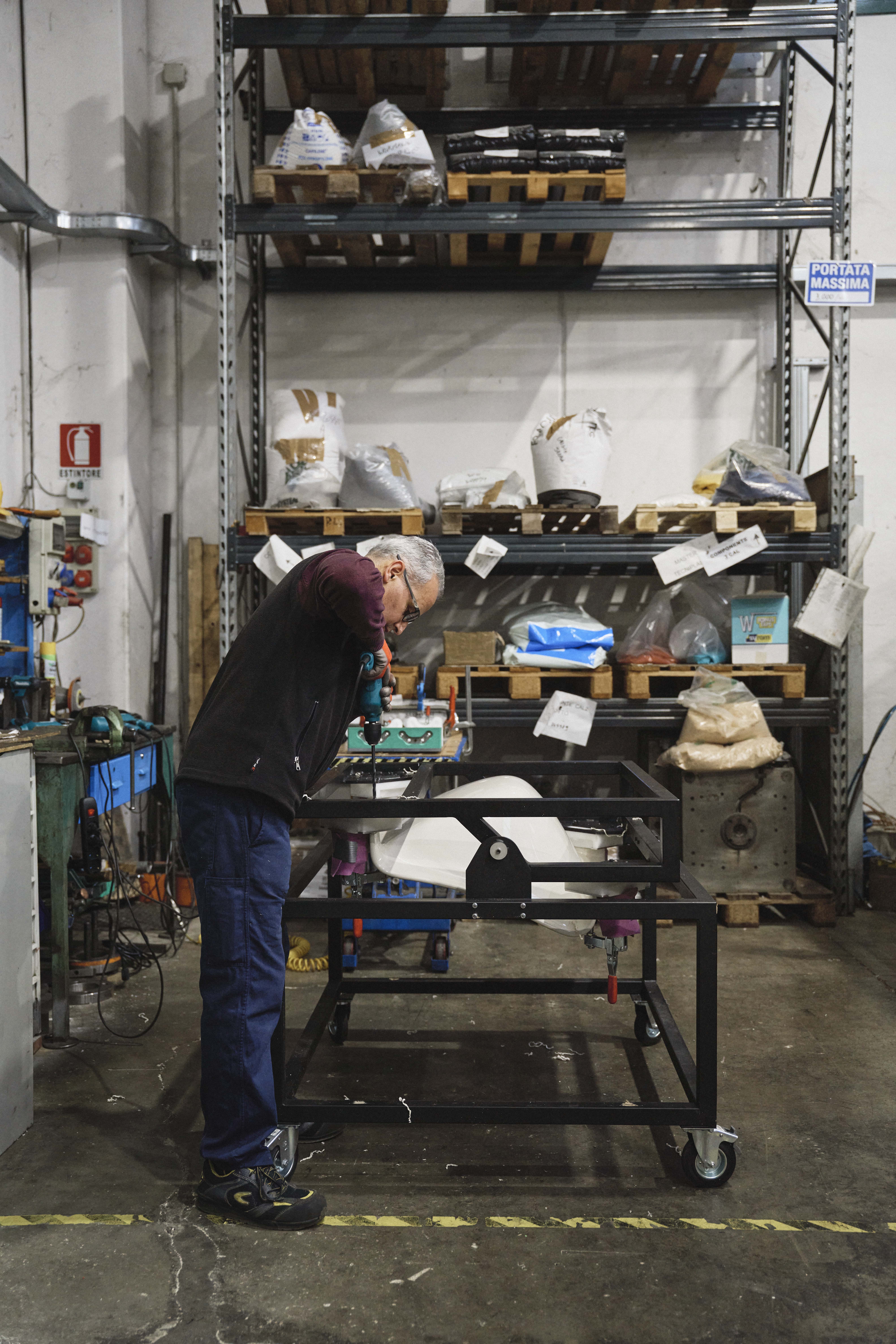 Production shot of chair in a factory