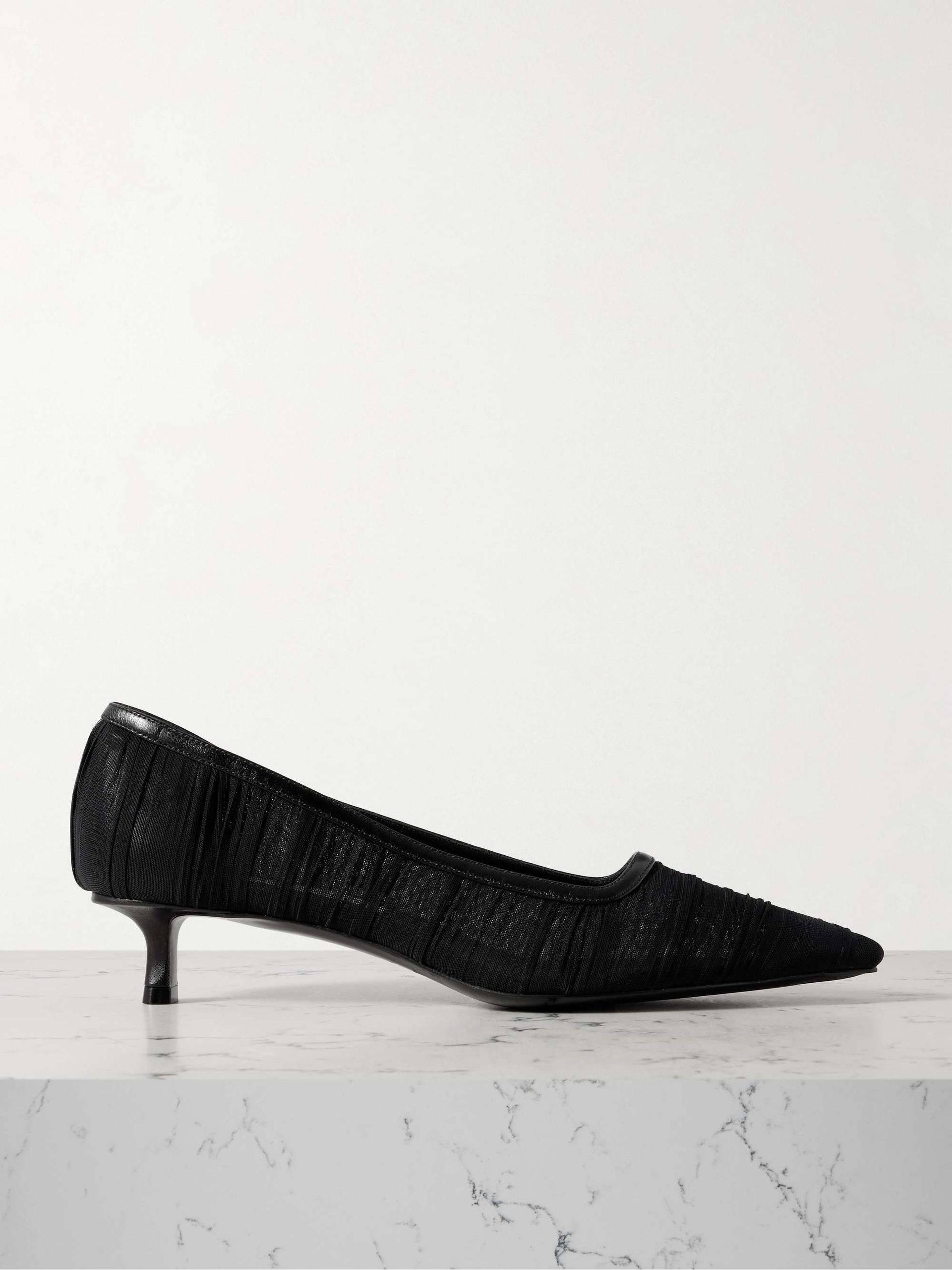 Lotta 45 Leather-Trimmed Tulle Pumps