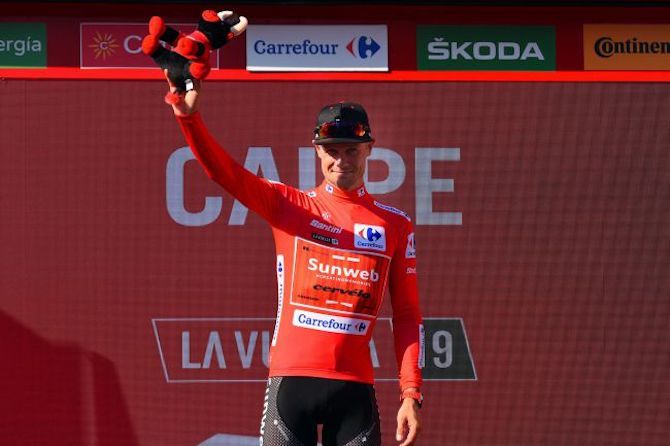 Nicolas Roche (Team Sunweb) in the red jersey at the Vuelta a Espana