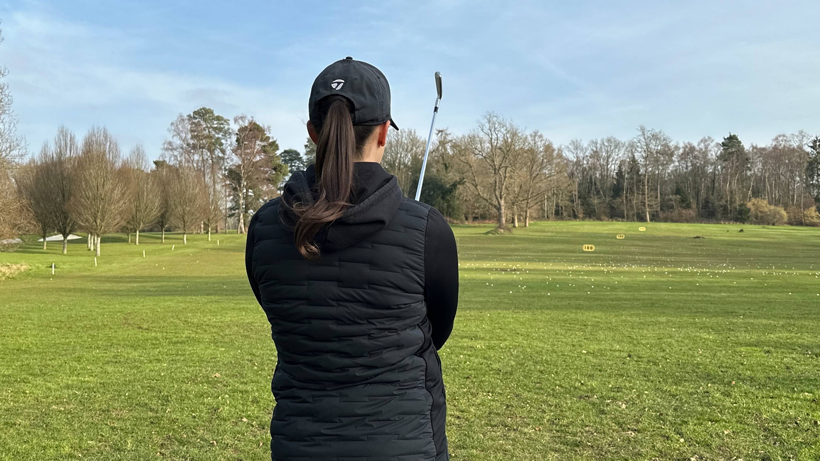 Jess Ratcliffe lining up on driving range