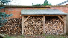 firewood storage in yard