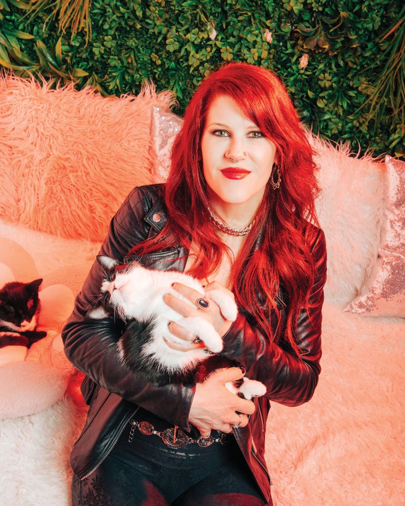 Morgan Lander with a cat