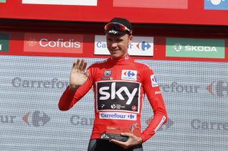 Chris Froome on the podium after stage 15 of the Vuelta a España