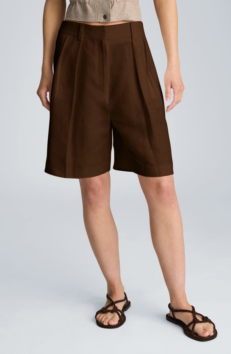 Pleated High Waist Bermuda Shorts