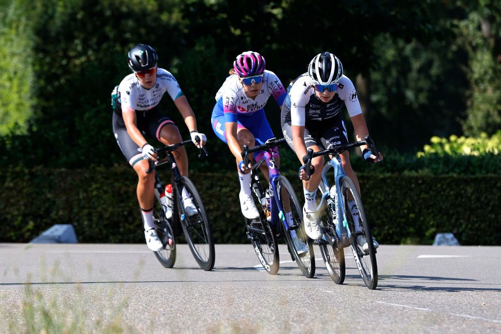 EDE NETHERLANDS AUGUST 31 Senne Knaven of Belgium and AG Insurance NXTG Team competes in the breakaway during 25th Simac Ladies Tour 2022 Stage 2 a 1178km stage from Ede to Ede SLT2022 UCIWWT on August 31 2022 in Ede Netherlands Photo by Bas CzerwinskiGetty Images