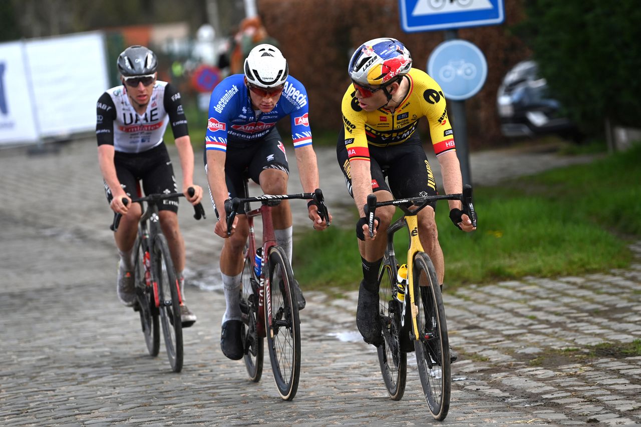 Leading three riders - Wout van Aert, Mathieu van der Poel and Tadej Pogacar, on the attack at E3 Saxo Classic