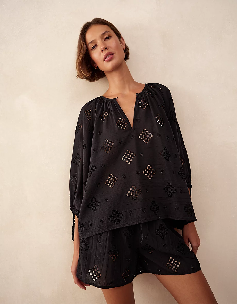 the white company, Cutwork Detail Boho Blouse