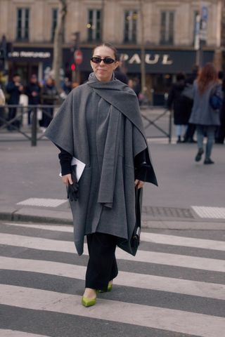 Woman wearing street style at Paris Fashion Week.