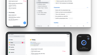 Demo shots showing the Things 3 interface on different Apple devices.