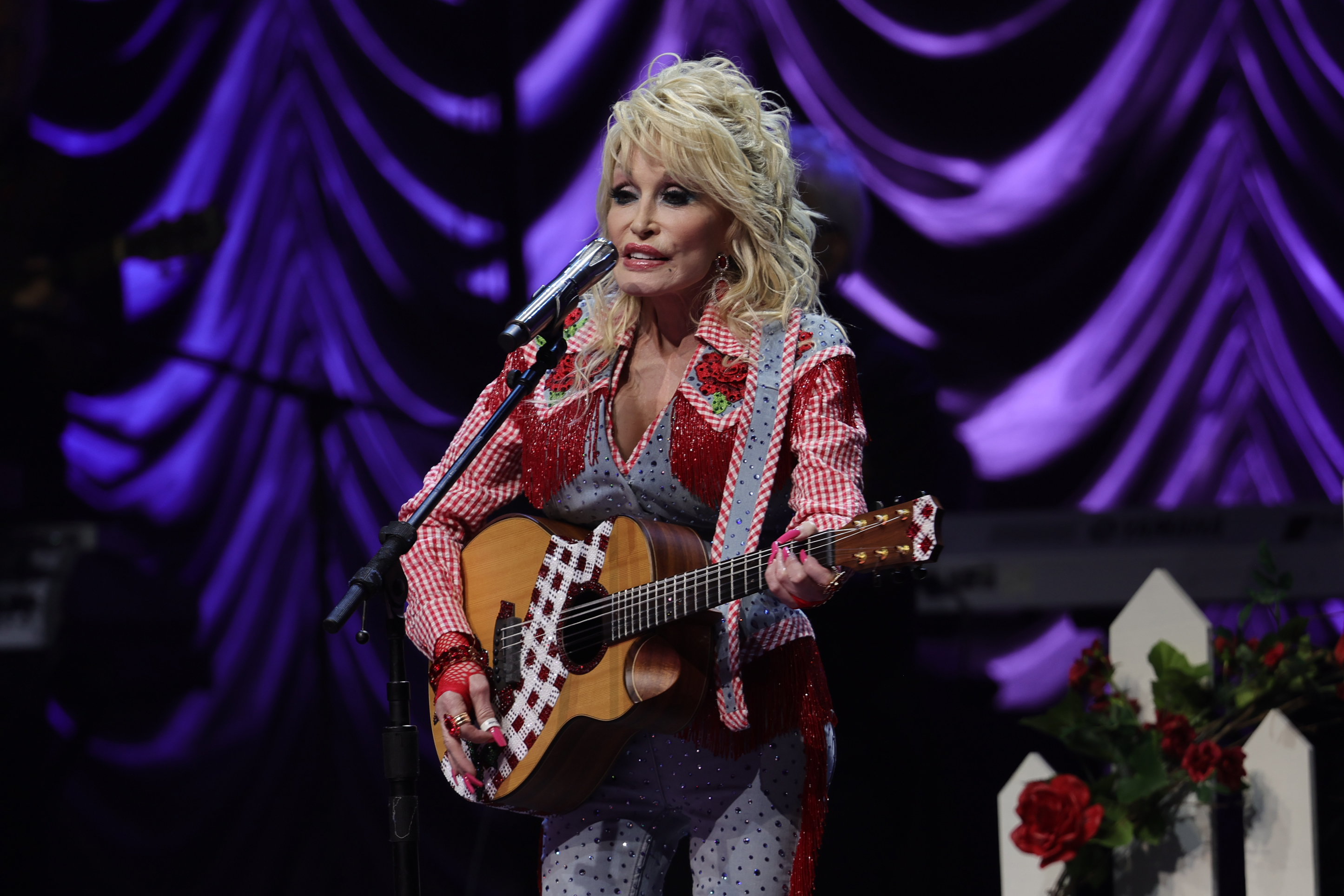 Dolly Parton performs on stage at ACL Live during Blockchain Creative Labs’ Dollyverse event at SXSW during the 2022 SXSW Conference and Festivals on March 18, 2022 in Austin, Texas