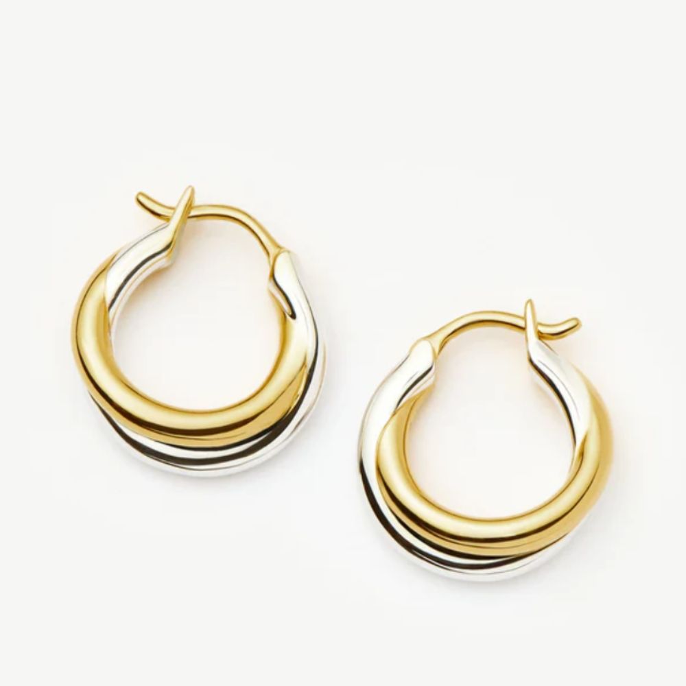 Silver and gold mixed metal hoop earrings