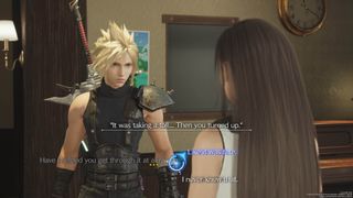 FF7 Rebirth romance guide - Cloud can ask Tifa "Have I helped you get through it at all?" when prompted