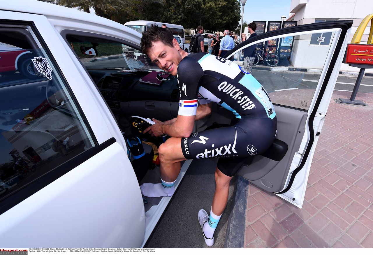 Niki Terpstra (Etixx-QuickStep) makes some late adjustments at the Tour of Qatar.