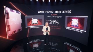 AMD CEO, Dr.Lisa Su, showing off the new Ryzen 7000-series CPUs