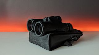 SVBONY SV47 10x42 binoculars on carry bag.