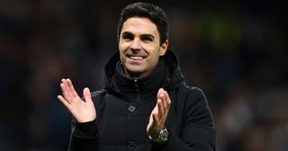 Arsenal manager Mikel Arteta celebrates the win after the Premier League match between Tottenham Hotspur and Arsenal FC at Tottenham Hotspur Stadium on January 15, 2023 in London, United Kingdom.