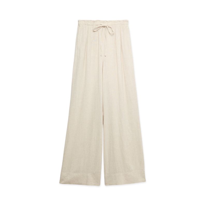 A cutout of cream linen trousers by M&amp;amp;S