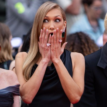 Bella Hadid looks shocked at the 2025 Cannes Film Festival