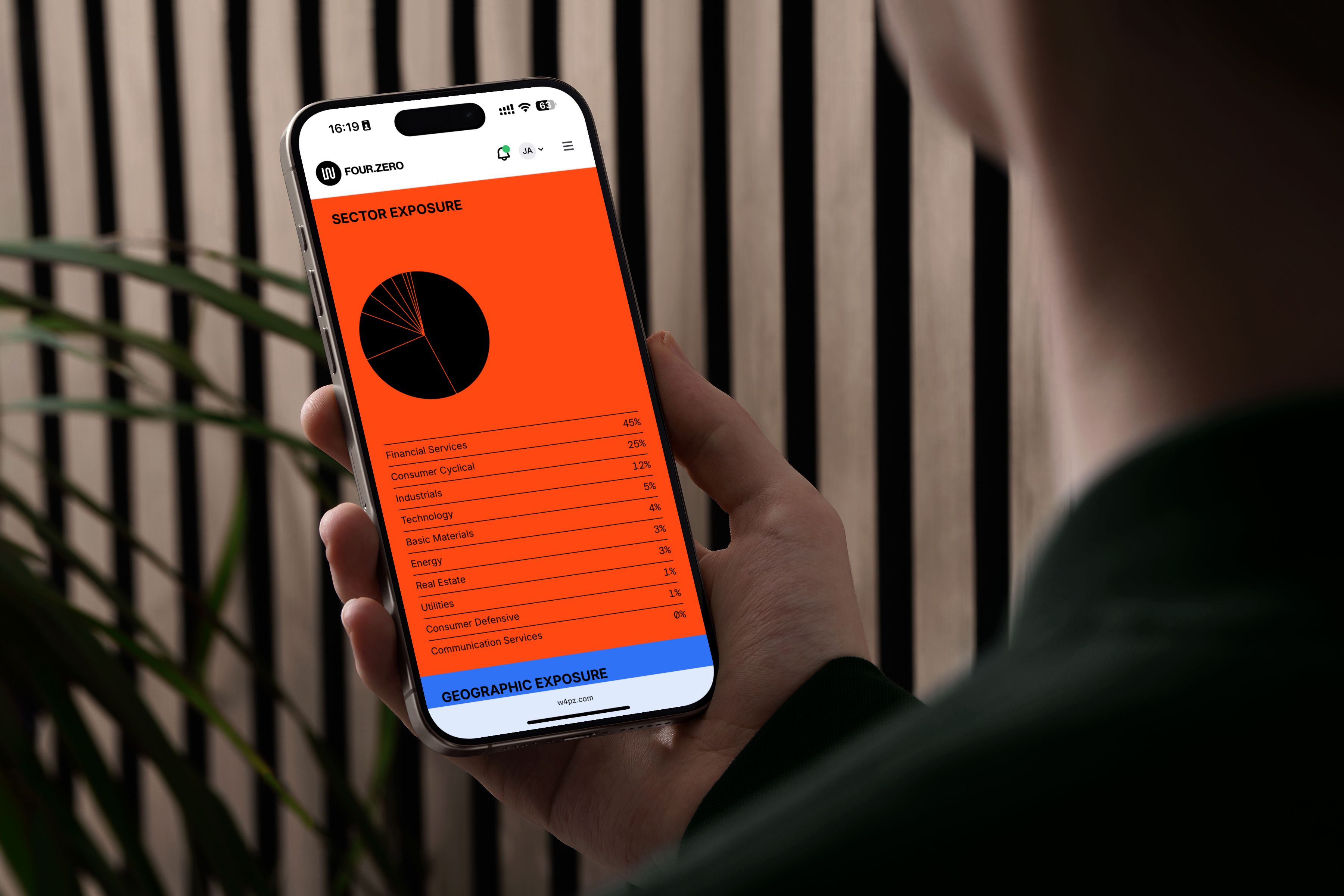 Smartphone showing W4.0 website
