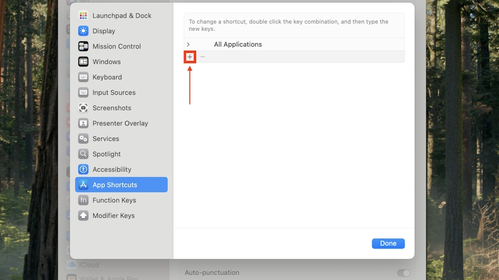 How to add a new shortcut on an app on macOS
