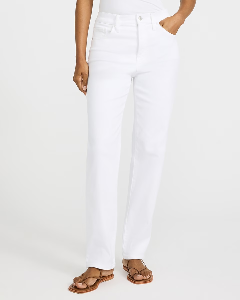 express, High Waisted White Straight Jeans