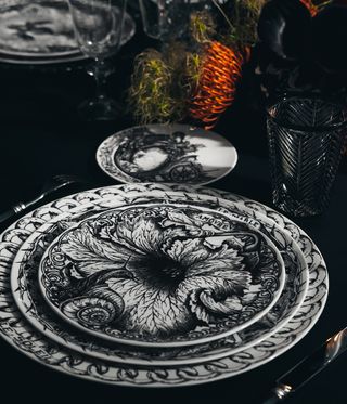 Dior Halloween black and white dinner plates