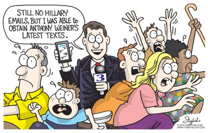 Editorial cartoon U.S. Anthony Weiner Hillary Clinton