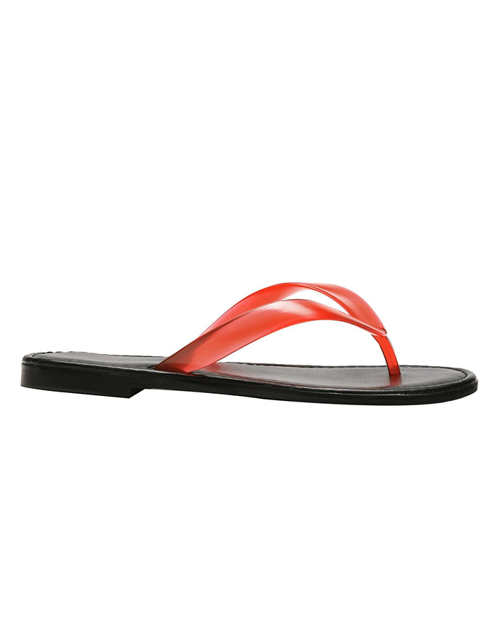 Vorisvina Red Jelly Beach Flip Flop for Women Clear Jelly Flat Sandals Jelly Comfortable Round Toe Peep Slides Shoes