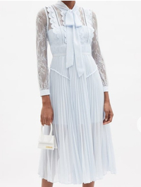 Pussy-Bow Lace And Pleated Chiffon Midi Dress, £259&nbsp;($327) | SELF-PORTRAIT