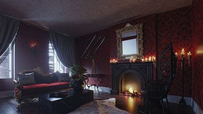 Room, Property, Fireplace, Interior design, Hearth, Living room, Furniture, Suite, Building, Bedroom, 