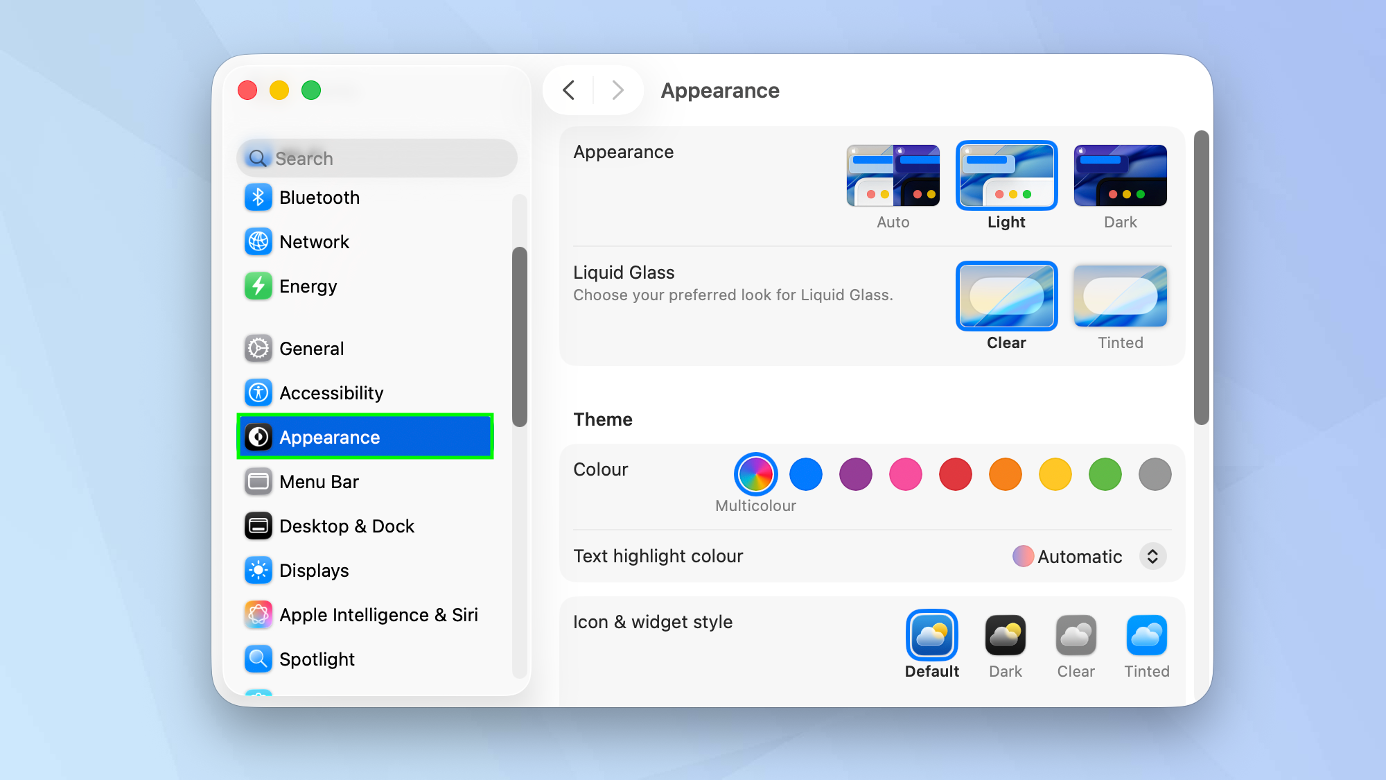 How to reduce Liquid Glass transparency on macOS Tahoe